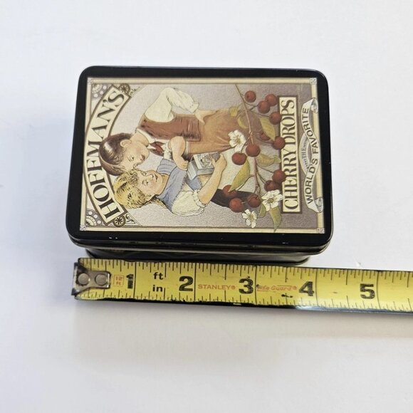 Vintage Hoffman's Cherry Cough Drops Small Tin Collectible Storage Container 4" - Picture 4 of 11